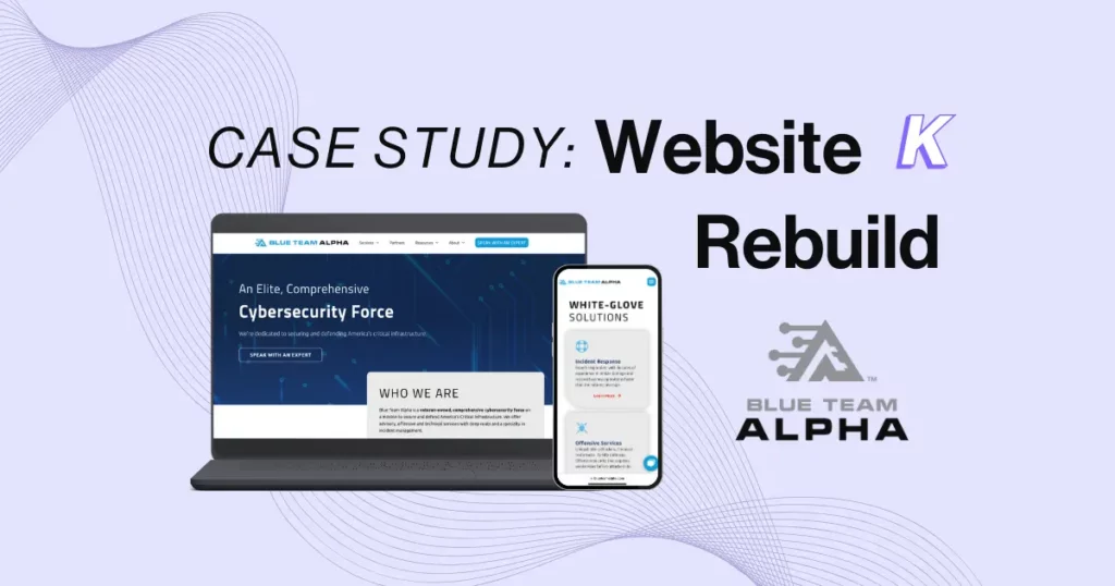 Photo of a BTA website mockup with the text that says "Case study: Website rebuild" and the BTA logo